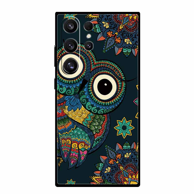 For Samsung Galaxy S25 Ultra Cover Lion Tiger Black Silicone Painted Starry Cat Case For Galaxy S24 S23 S22 S21 Ultra TPU Shell