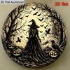 Vintage Back View Witch Pumpkin Crow Bat Metal Wall Art 7.87x7.87 / 11.81x11.81 Inch Round Aluminum Sign for Home Garden Halloween Wall Decor