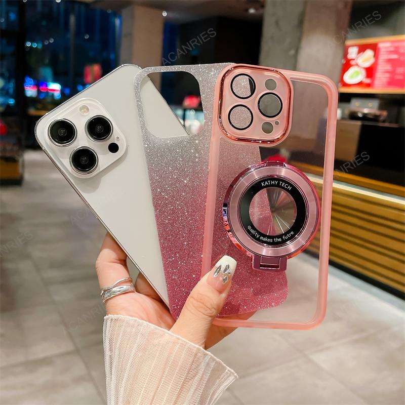For Moto Edge 70 Fusion+ 60 50 Ultra Pro NEO G67 G77 G17 G86 Power G56 G66Y/J G06 Glitter Silicone Case Ring Mirror Stand Cover