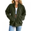 Womens 2026 Loose Fit Stand Collar Zip-Up Long Sleeve Jacket Casual Oversized Outerwear