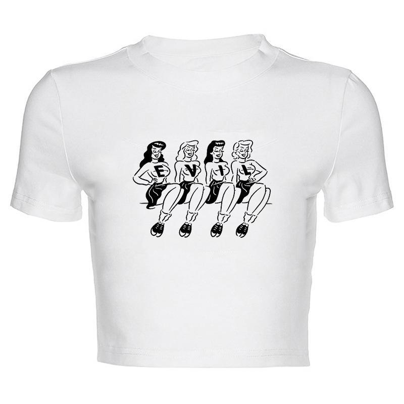 American short slim-fit short-sleeved bottoming shirt T-shirt women's summer new letter-printed sweet and spicy girl top INS