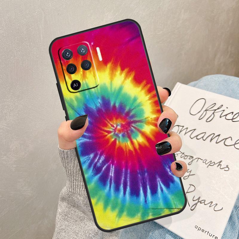 Colorful Tie Dye Rainbow Hippie Art Case For Oppo A78 A98 A18 A38 A58 A60 A80 A40 A77 A57 A17 A74 A54 A94 A96 A76 A16 A15 A5 Pro