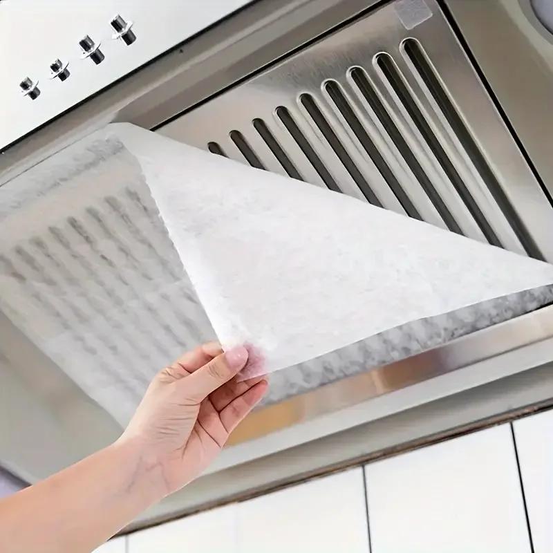 12PCS Disposable Oil-Absorbing Paper Kitchen Range Hood Attract Oiled Paper Filter Screen Side Suction Oil-absorbing Cotton