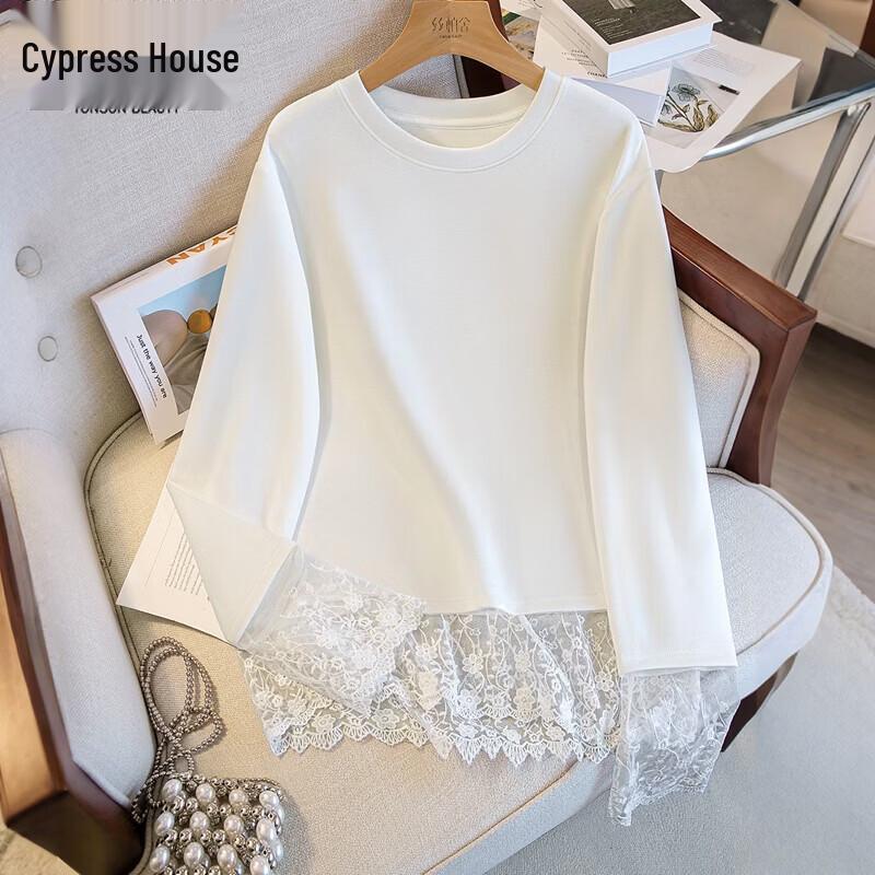 Sibaishi Women s Elegant Lace Splice Long Sleeve T-Shirt L