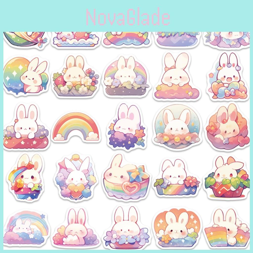 Cute Cartoon Rainbow Bunny Stickers Decorate Your Guitar Notebook And Luggage! Waterproof And Diy!