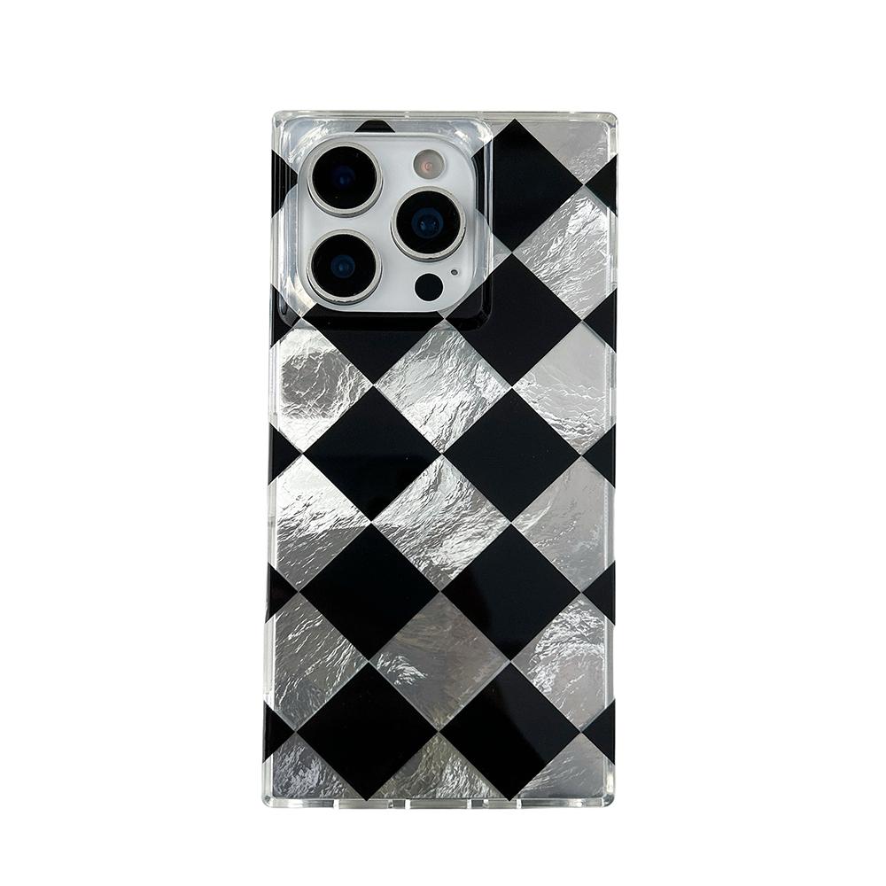 Lattice Grid Rectangle Shape Phone Case for For Iphone 16 17 1 14 13 Pro Max Air Tinfoil Texture Pattern Shockproof Cover iPhone 14 Pro