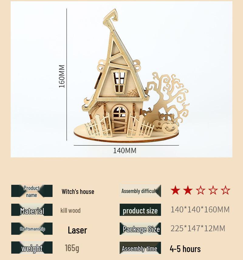 Halloween DIY Ghost Festival Wooden Puzzle - Children's Handmade Educational Toy