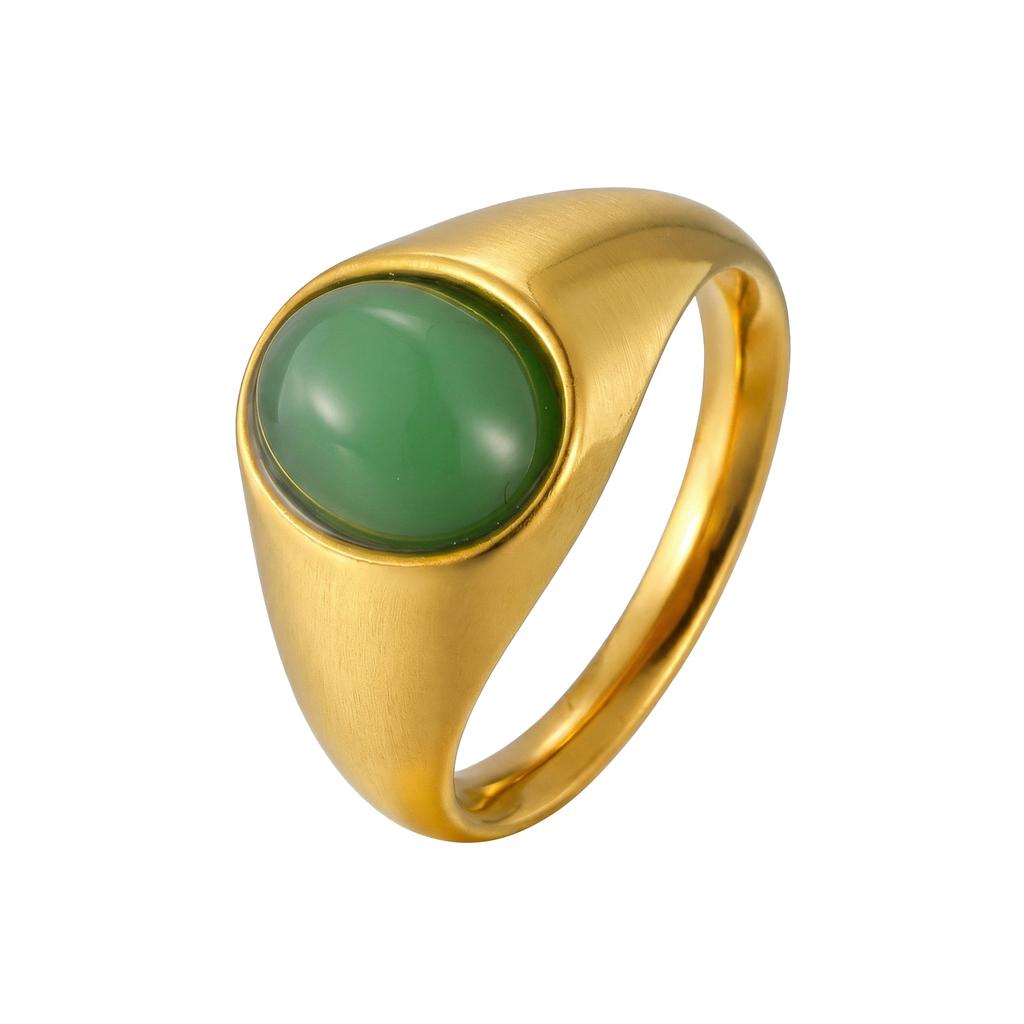 Vnox Romantic Gold Color Heart Water Drop Shaped Natural Stone Ring, Stainless Steel Geometric Natural Tiger Eyes Rings Jewelry