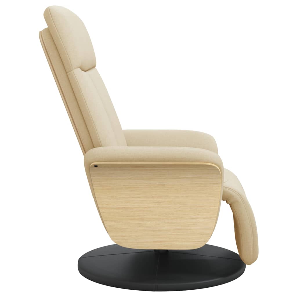 Recliner with Footrest Cream Fabric