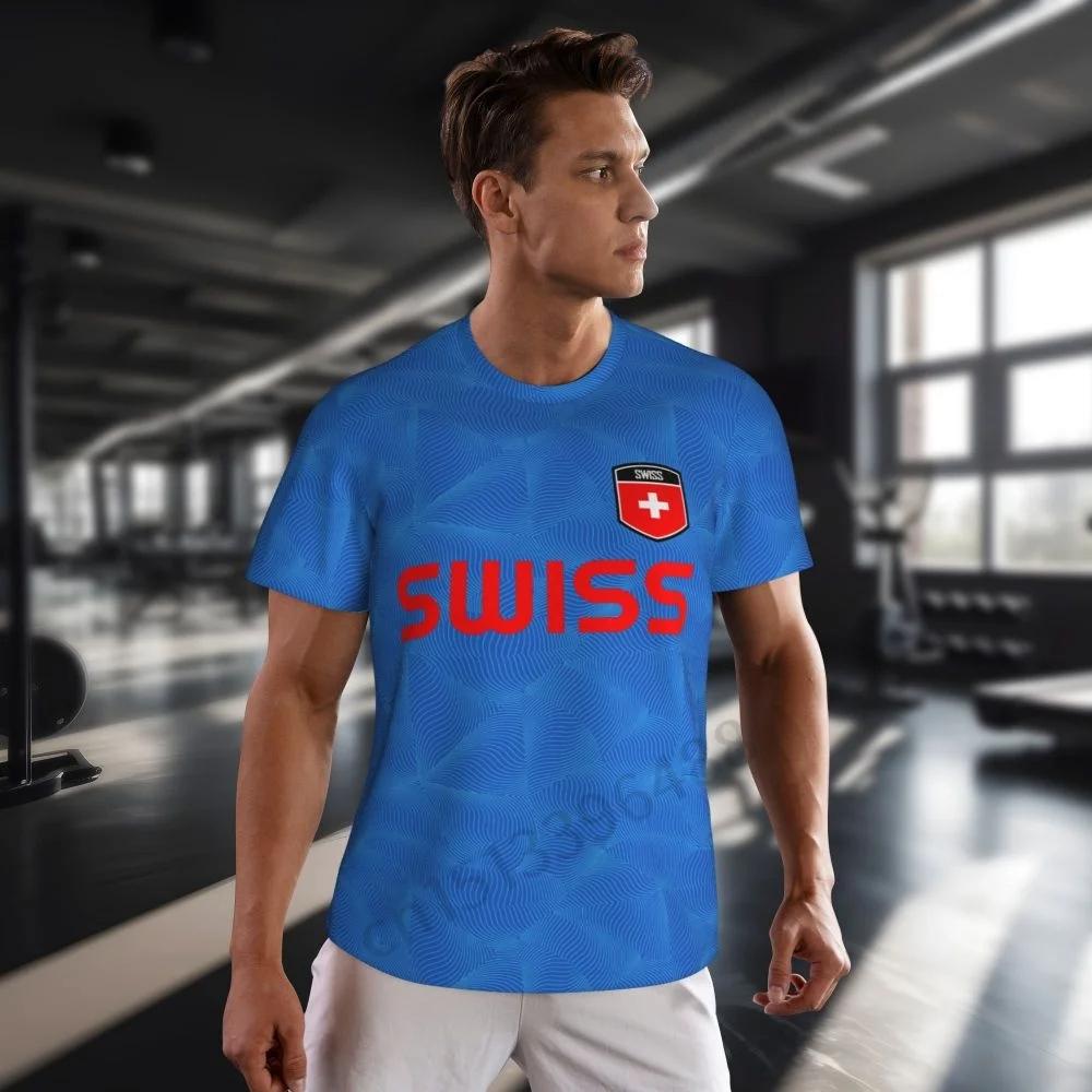 Swiss Switzerland SUISSE Soccer Football Tshirt Print 3D Flag National JERSEY CHEER Training Round Neck Unisex Men Women Sport Short Sleeve Uniform