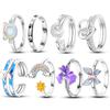 2023 925 Sterling Silver Sun Rainbow Ring Butterfly Rings Beaded for Women Original Design Luxury Fine Jewelry Gift Party