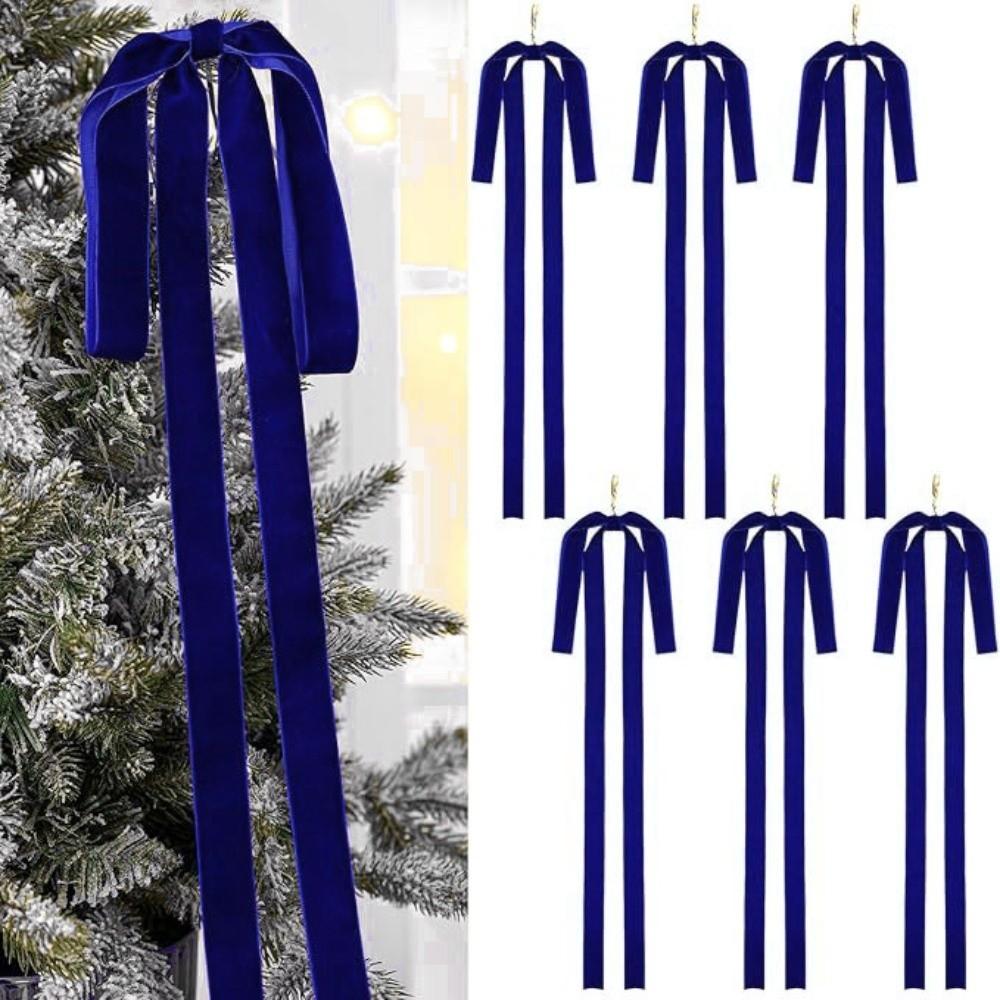 6pcs/set Vintage Christmas Tree Bows Indoor Outdoor Decorations Versatile Usage Velvet Bows Elegance Christmas Gift Wreath Bow