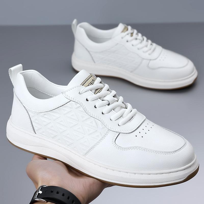 Little White Shoes Men's Board Shoes Breathable Men's Casual Leather Shoes Flat Bottom Fashion Trend Shoes Youth Trend