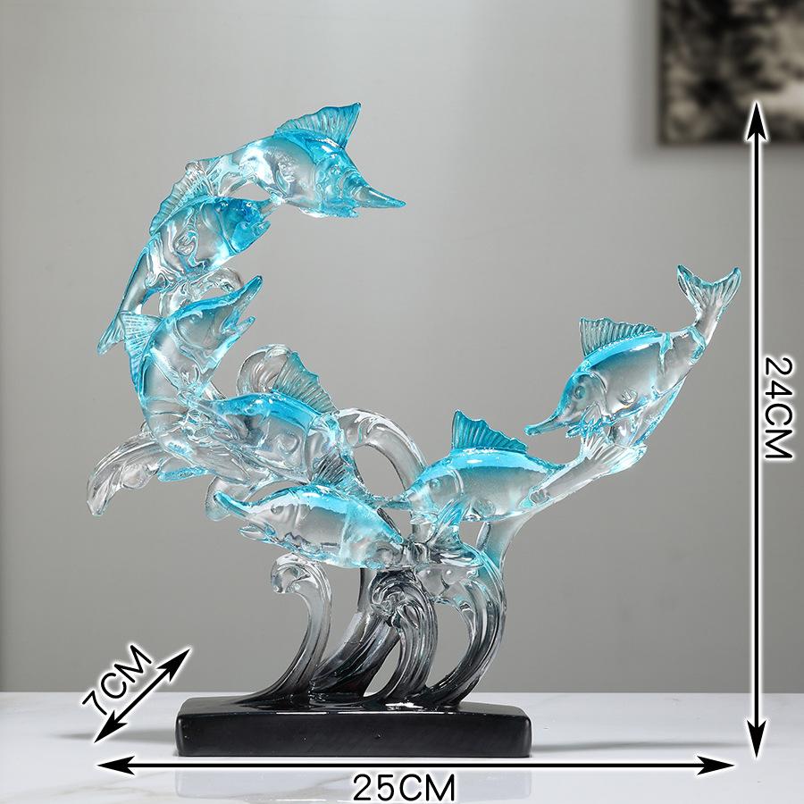Transparent Resin Fish Sculpture Desktop Ornament, Modern Art Craft Sculpture, Home and Office Desktop Decoration