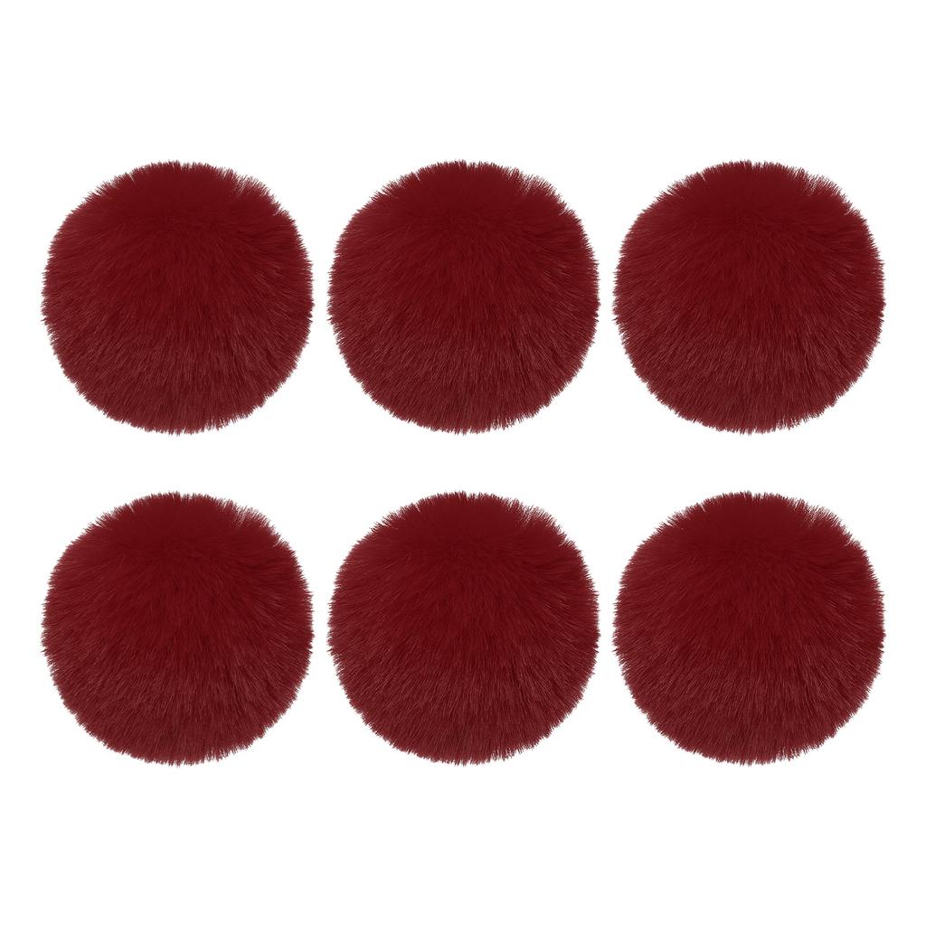 Faux Fur Pom Poms for Hats 6Pcs Fluffy Soft Fur Poms Balls with Elastic Loop for Keychain Knitting Hats DIY Gloves Bag Christmas