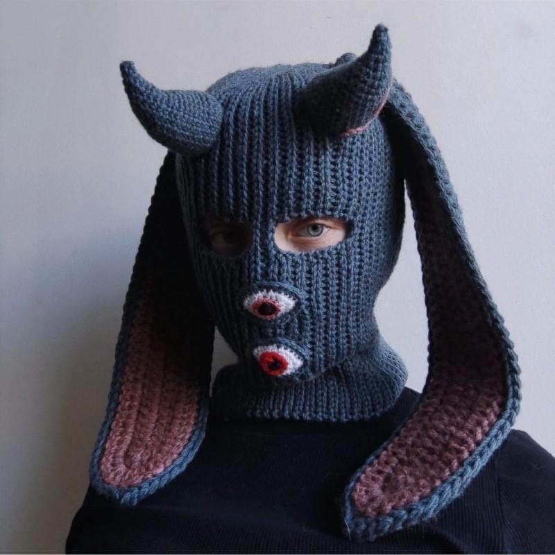 Solid Color Striped Cat Ear Hat, Fashionable and Personalized Tassel Pullover Hat for Adults