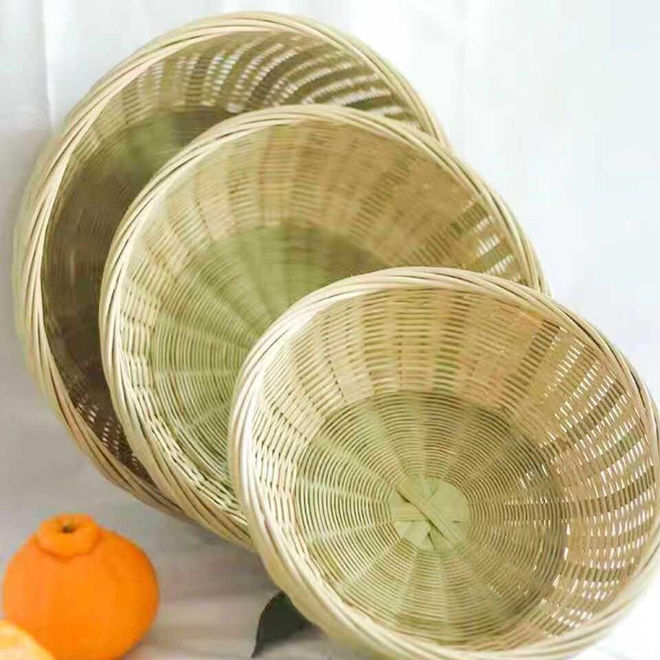 Bamboo Weaving Handmade Round Steamed Bun Basket & Sieve Basket
