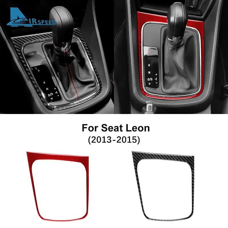 Real Soft Carbon Fiber Sticker For Seat Leon MK3 2013 2014 2015 LHD RHD Car Gear Shift Frame Panel Trim Interior Accessories