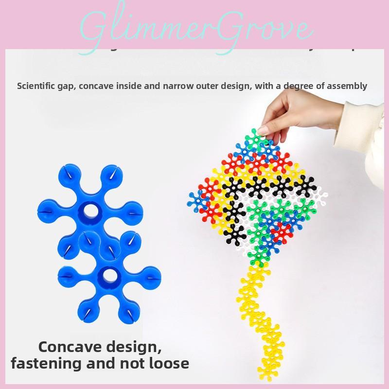 Educational Plastic 3d Snowflake Puzzle Set With Colorful Hexagon Blocks For Kids Learning And Development