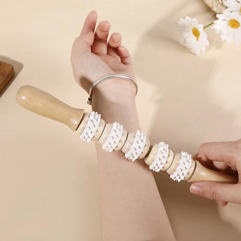 Wenge-Massagerollen, Nackenrollen-Massagegerät, Triggerpunkt-Rollenmassagegerät aus Holz, Muskelrolle für Rücken, Gesicht, Taille, Beine, Arme