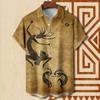 Vintage Ethnic Patterns 3D Print Beach Hawaii Shirts For Men Casual Turndown Collar Short Sleeve Beach Button Shirt Men's Shirts