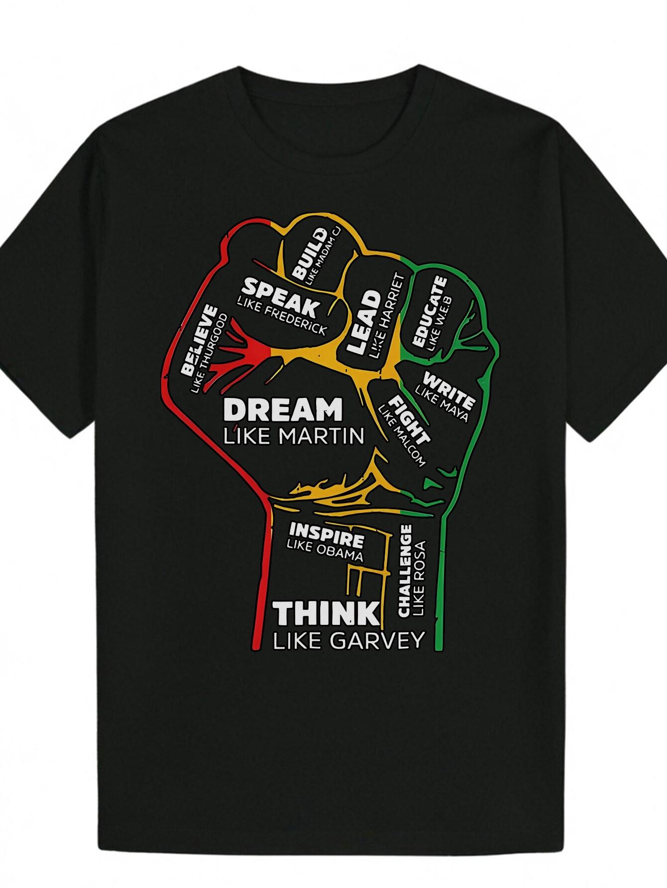 

Graphic T-shirt - Black Motivational Raised Fist Design with Inspirational Words XL