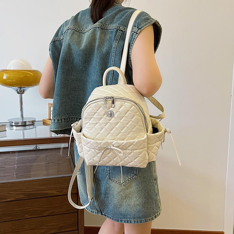 Chic And Elegant Pu Leather Women's Bag 2024 Spacious Casual Shoulder Backpack