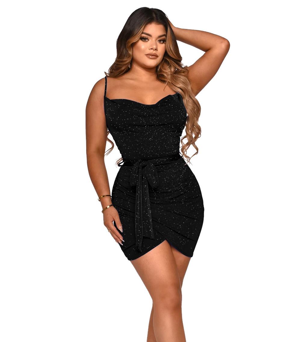 

Women s Sparkling Sleeveless Sexy Suspender Slim Short Dress Clothes Sale 3XL
