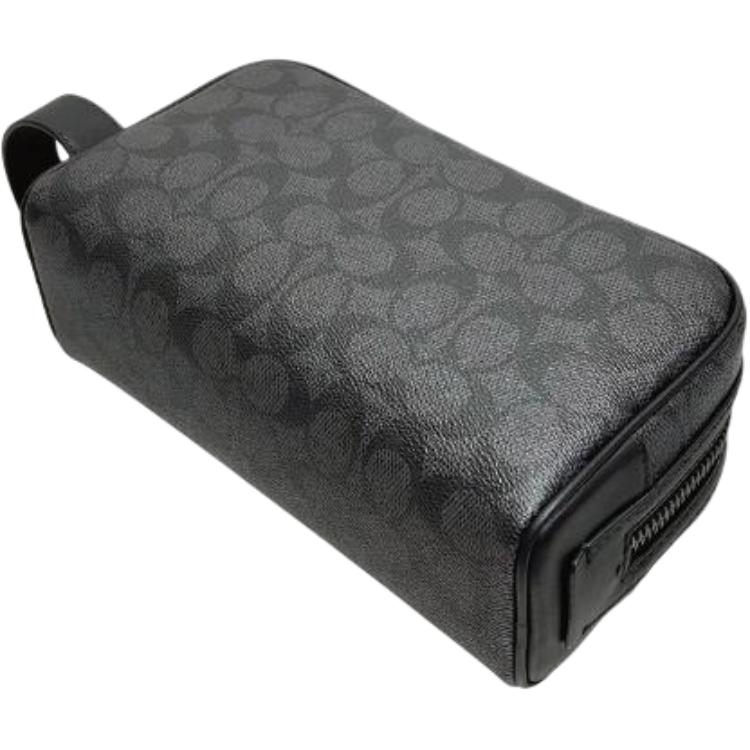 Coach Coated Canvas With Calfskin Travel Storage Bag Trumpets Mens Black