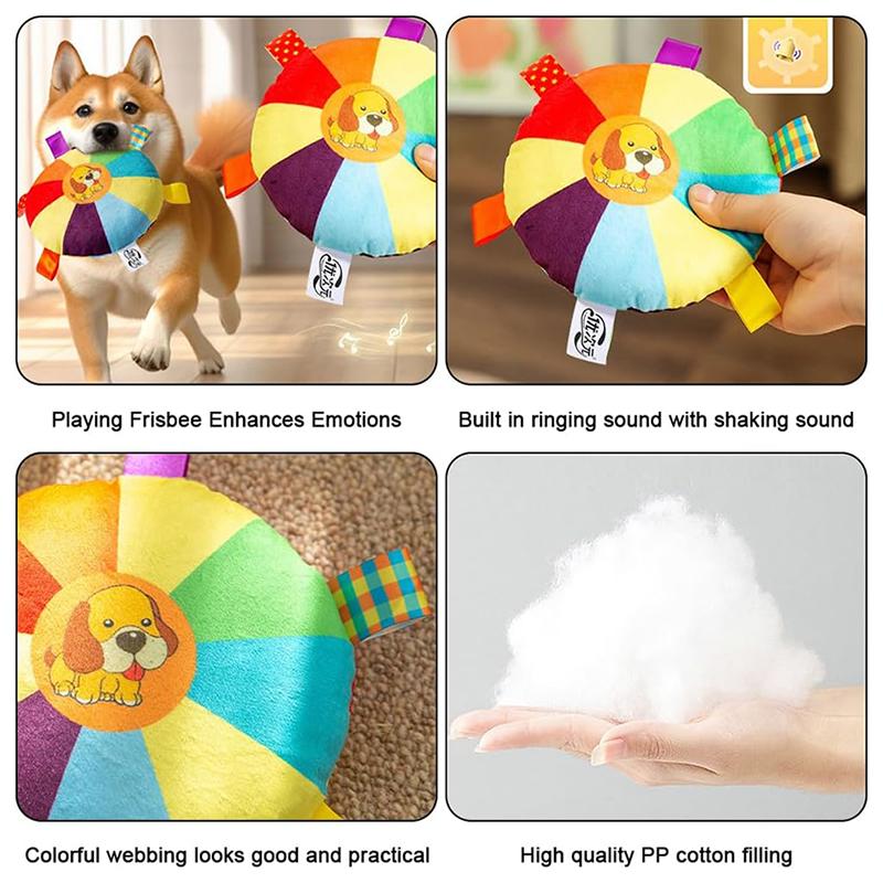 15cm Dog Plush Flying Saucer Toy Funny Interactive Dog Toys Ball with Bells Puppy Outdoor Training Game Chew Toy Pet Accessories