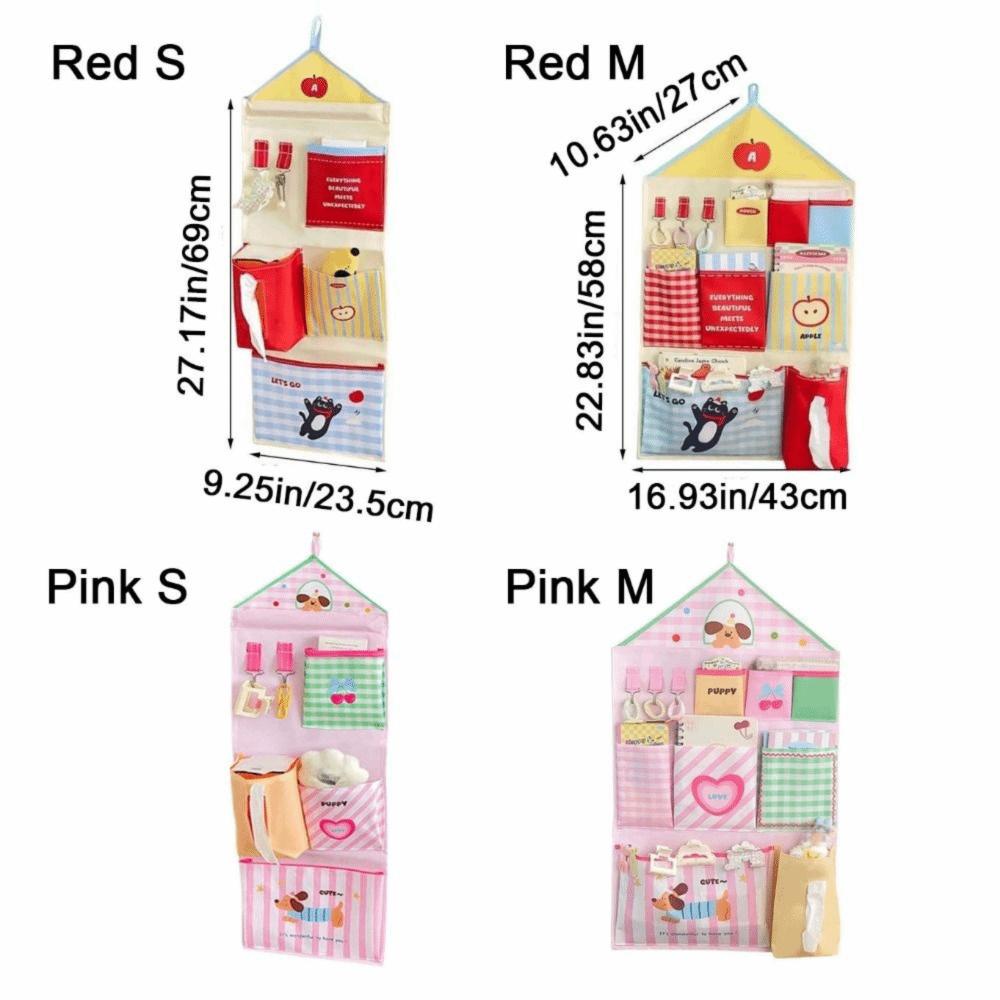 Oxford Cloth Dormitory Storage Hanging Bag Multi-layer Cute Cartoon Hanging Bag Space Saving Wall Mounted Storage Bag Students