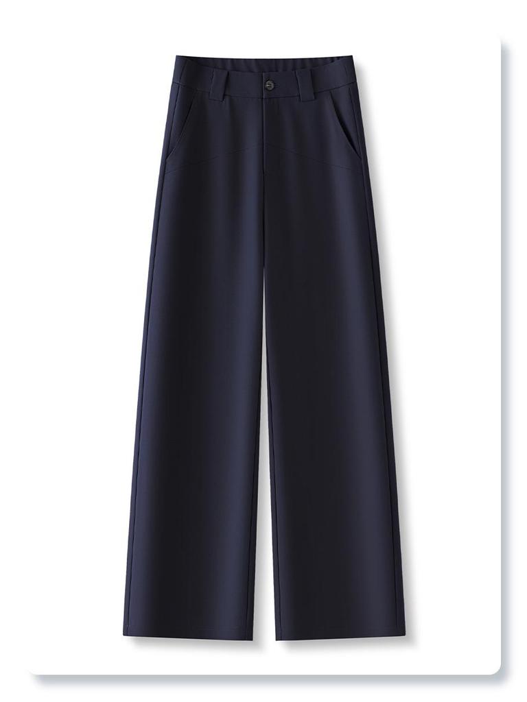 Khaki Straight-Leg Pants for Women: 2025 New Spring/Autumn Style, Casual Nine-Point Draping Suit Pants