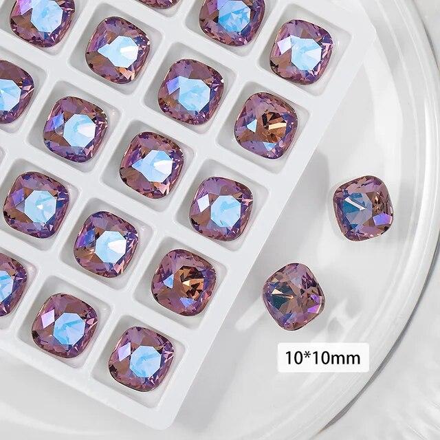 

Толстый квадратный дизайн ногтей со стразами, очаровательные аксессуары, кристалл с острой нижней частью K9, стеклянный камень, модные блестящие 3D украшения для ногтей, сделай сам