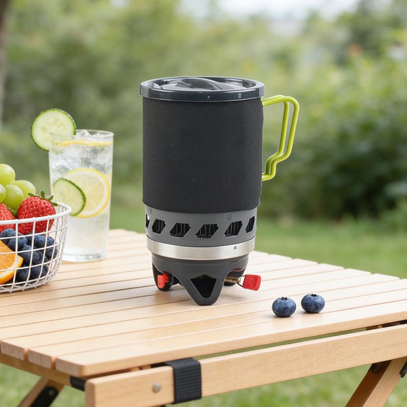 Portable Outdoor Gas Stove for Camping and Picnics - Integrated Water Boiling and Tea Brewing Cookware