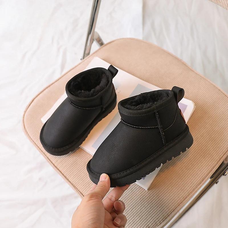 Children's Shoes Snow Boots Unisex Winter Boys Thick Plush Shoes Solid Girls Warm Shoes Kids Short Boots Student H07092