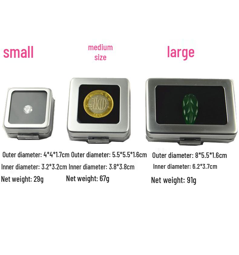 Stainless Steel Transparent Gemstone Display Box for Loose Diamonds and Colored Stones