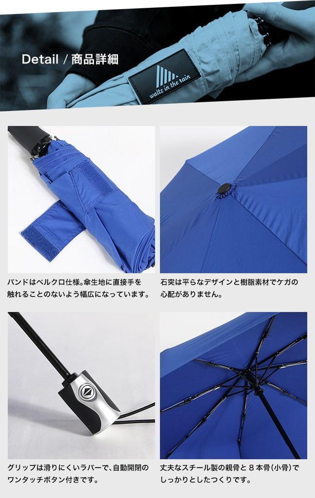 Waltz in the Rain Black Lightweight Compact Folding Umbrella with Automatic Opening and Closing Function (Nurein)