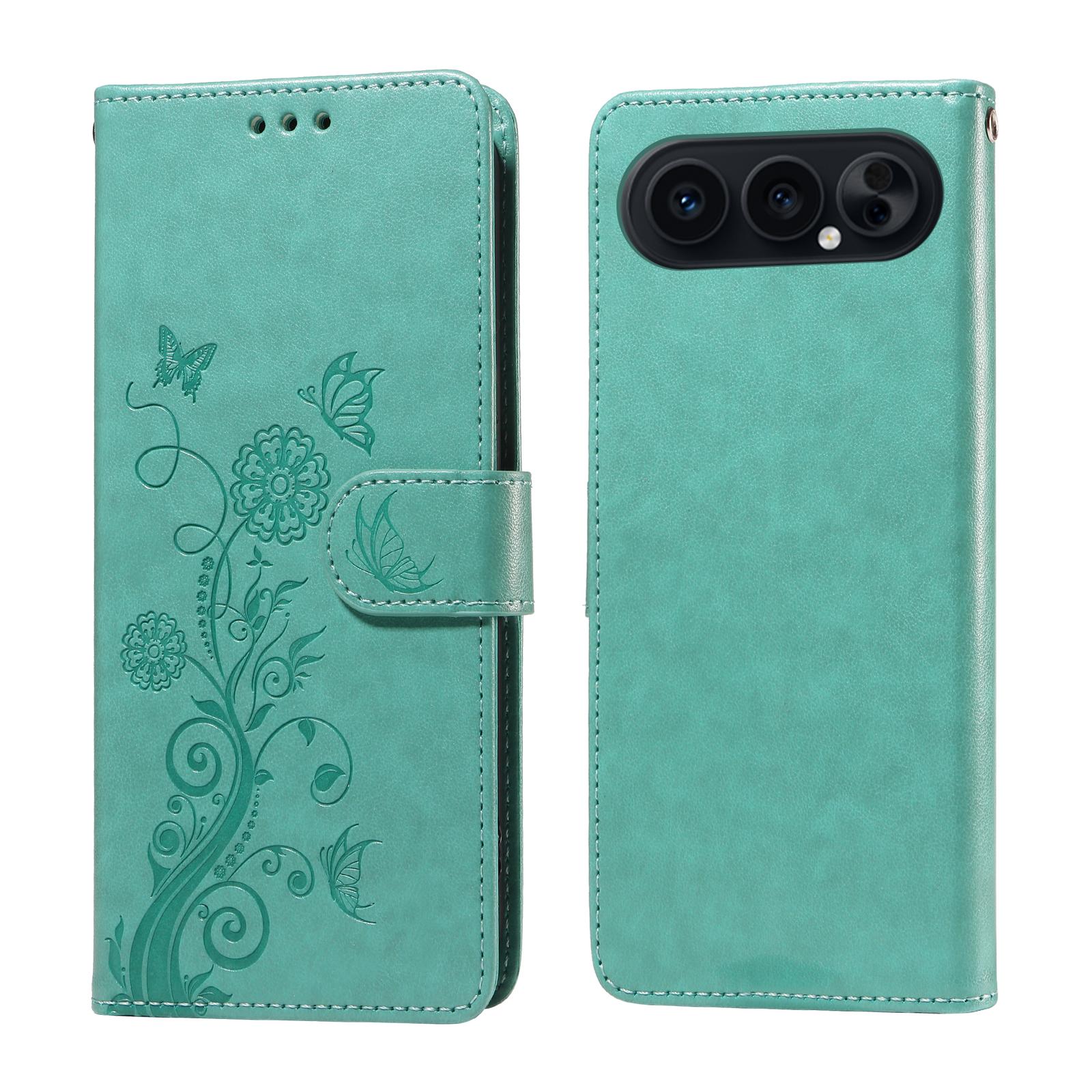 For Honor 500 Pro 5G/Honor 500 5G Leather Case Butterfly Floral Imprint Wallet Stand Cover