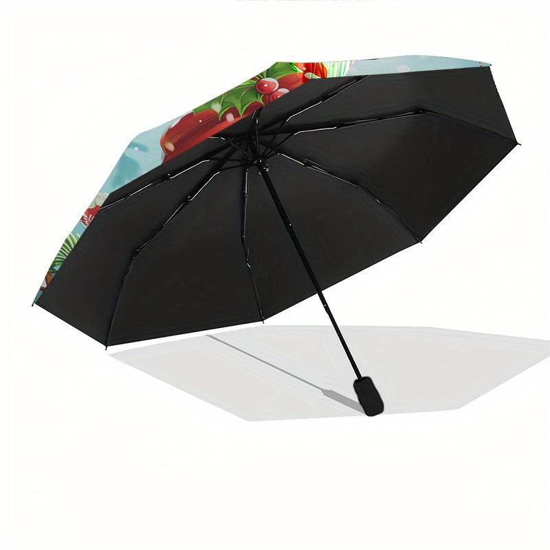 Snowman, Christmas Theme 8 Bone Hand Automatic Folding Umbrella, Compact and Portable Design, A Perfect Gift for Birthday, Christmas or Busi