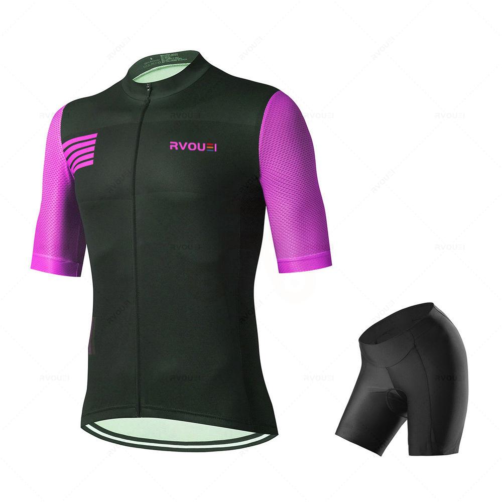 2026 Team Summer Short Sleeve Men Cycling Set Bike Clothing Breathable Anti-UV Bicycle Wear Rvouei Jersey Mallot Ciclismo Hombre
