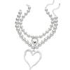 Adjustable Big Heart Pendant Necklace Exaggerated Double-layer Choker Chain Jewelry  Party Wear