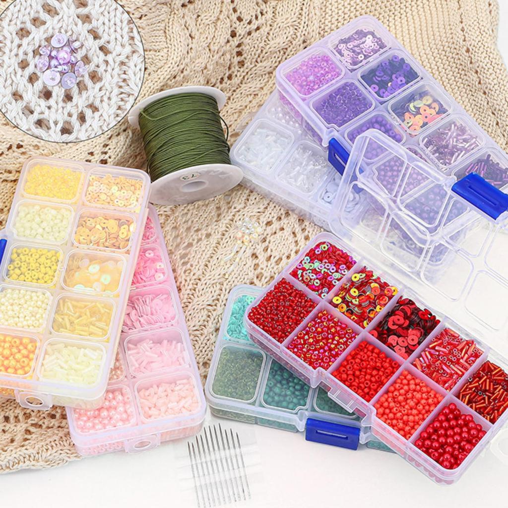 EZ PEACH Skleněná semínka Barevná Malá Kulatá Korálky Semínka Čirá Malá DIY Korálky Šperky Ručně vyráběný Doplněk Přibližně 1500 a Jednobarevné Korálky, 10 barev