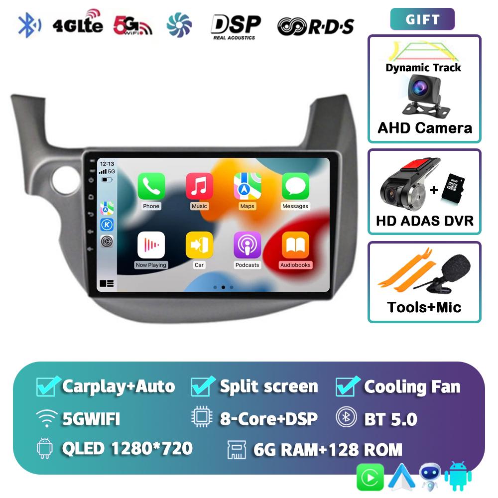 Android 14 Carplay Auto For HONDA FIT JAZZ 2007 - 2011 2012 2013 Car Radio Multimedia Player Video GPS Stereo WIFI+4G 2 Din DSP