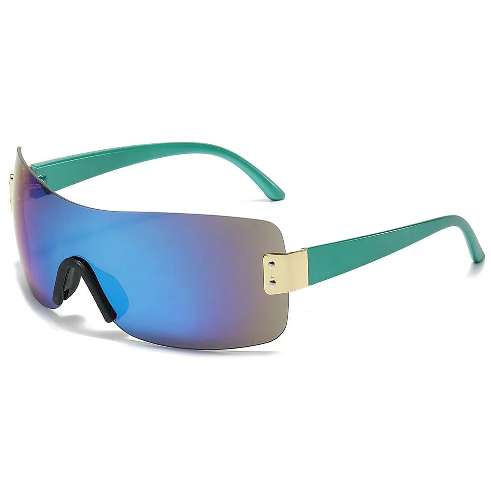 Y2K Brand Designer Luxury One Piece Rimless Rectangle Sunglasses Women For Men Vintage Goggle Punk Sun Glasses Popular Shades