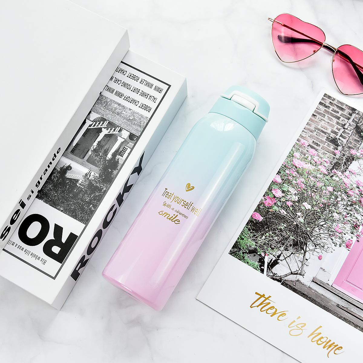 

Термосы термос без BPA 500 мл, термосы для спортивных велосипедов, переносная термокружка с трубочкой, термос для воды, кружка для кофе, дорожная кружка 480ml циан