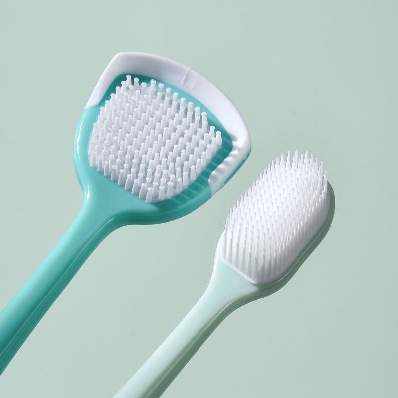 Nanotech Soft Bristle Toothbrush with Silicone Tongue Scraper for Adults