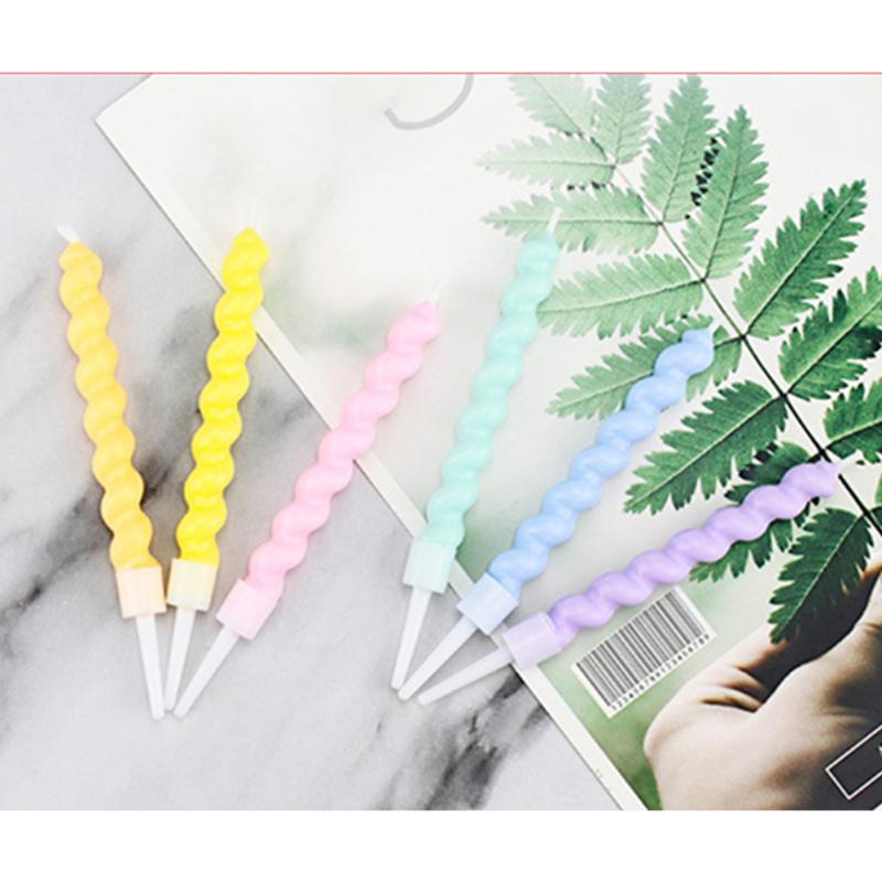 6 Pcs/box Romantic Swirl Candle Colored Screw Thread Candles Valentine Day Birthday Wedding Party
