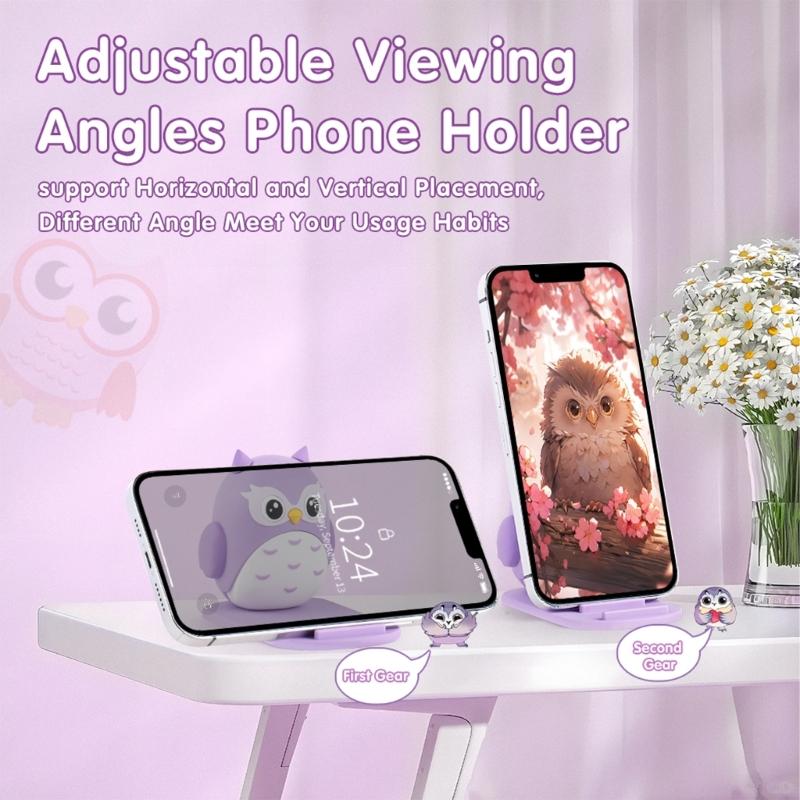 Foldable Phone Holder Rack With Cute Owl Designing Adjustable Stand For Desk Travel Office Use Watching Videos And Calls
