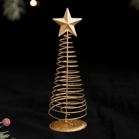 Yousheng Gold Spiral Christmas Tree Decor Glittering Tabletop Tree with Star Topper for Holiday Home Office Table Centerpiece Mantel Shelf Decor