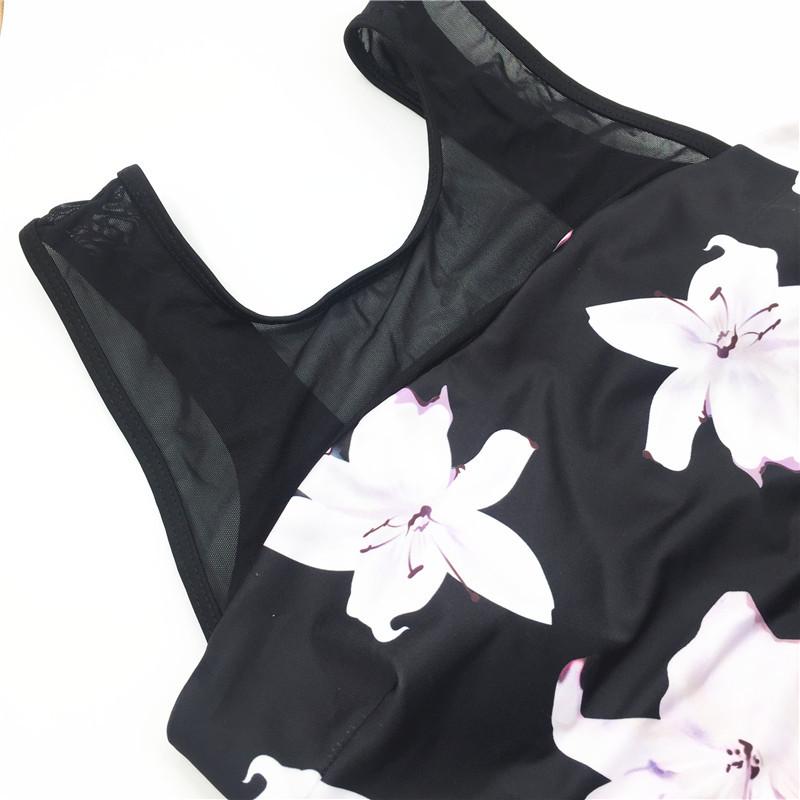 Women Flower Swimwear Bathing Suit Swimsuit Swimming Costume Beachwear Bandage Beach Monokini Summer
